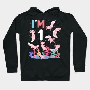 Axolotl Fish 1st Birthday I'm 1 Year Old lets party Axolotl Hoodie